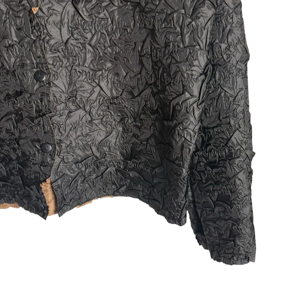 Itsu Popcorn Crinkled Black Brown Reversible Lightweight Jacket Sz M - Picture 4 of 10